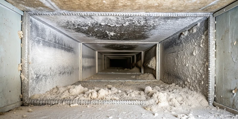 NOCO Air Duct Cleaning - example of dirty air ducts