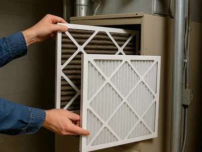 Furnace & AC Coil Cleaning - Example of replacing a filter